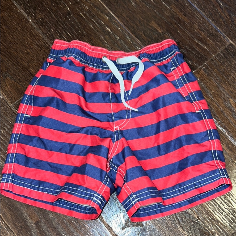 Hanna Andersson Striped Red and Blue Swim Shorts size 100 / 4 EUC